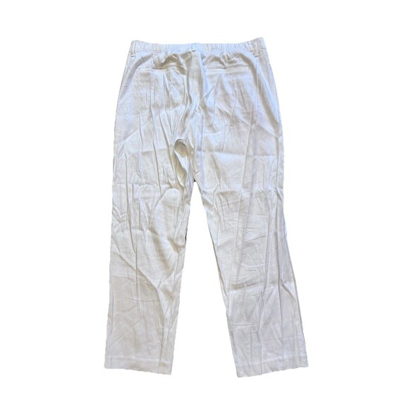J.Jill Linen Stretch Women's White Cotton Straight Leg Pants Large Coastal NWOT - Picture 2 of 7
